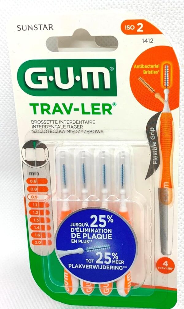 Gum Travler 1412 Interdental Brushes 0.9 mm Pack of 4